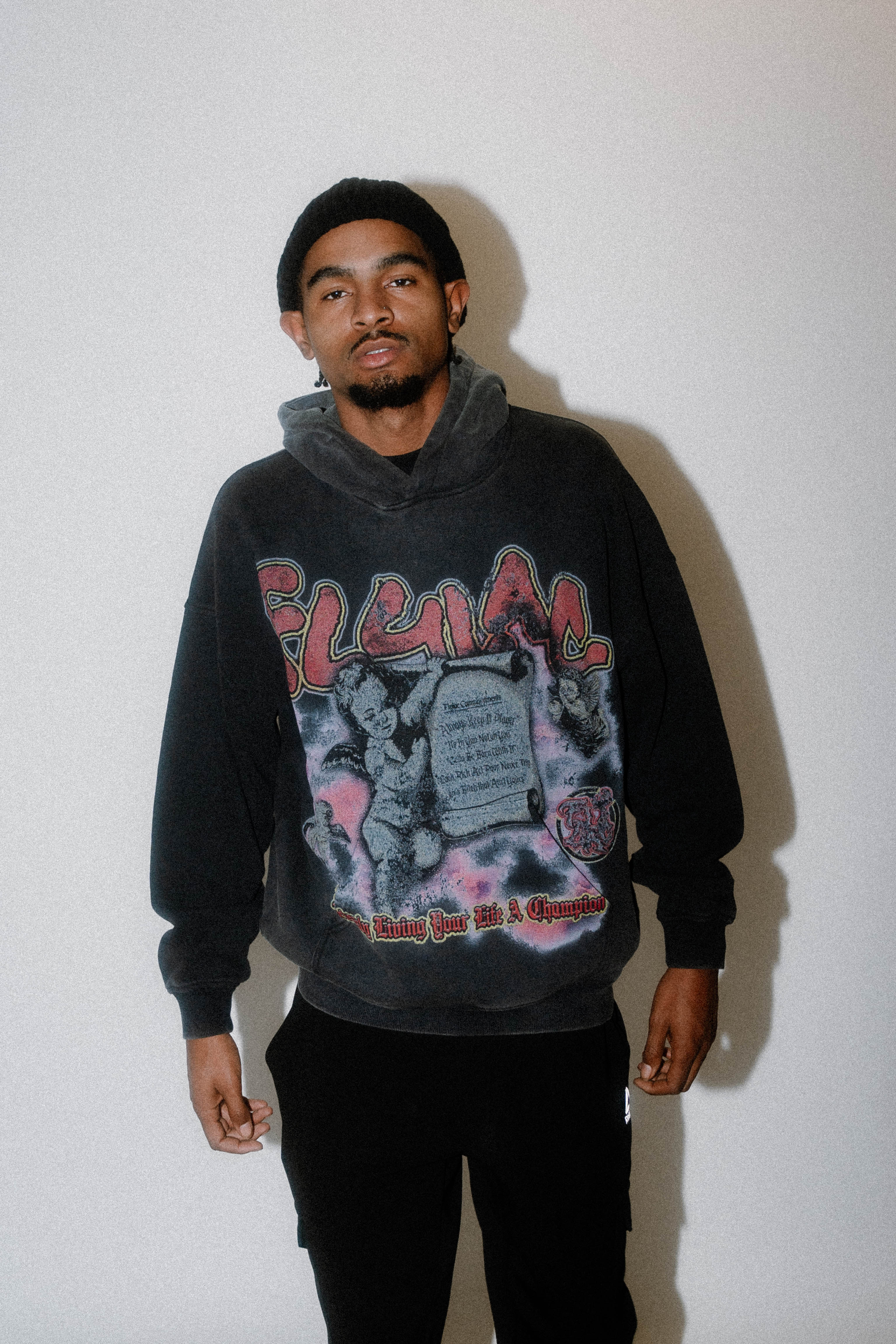 COMMANDMENTS HOODIE-VINTAGE BLACK