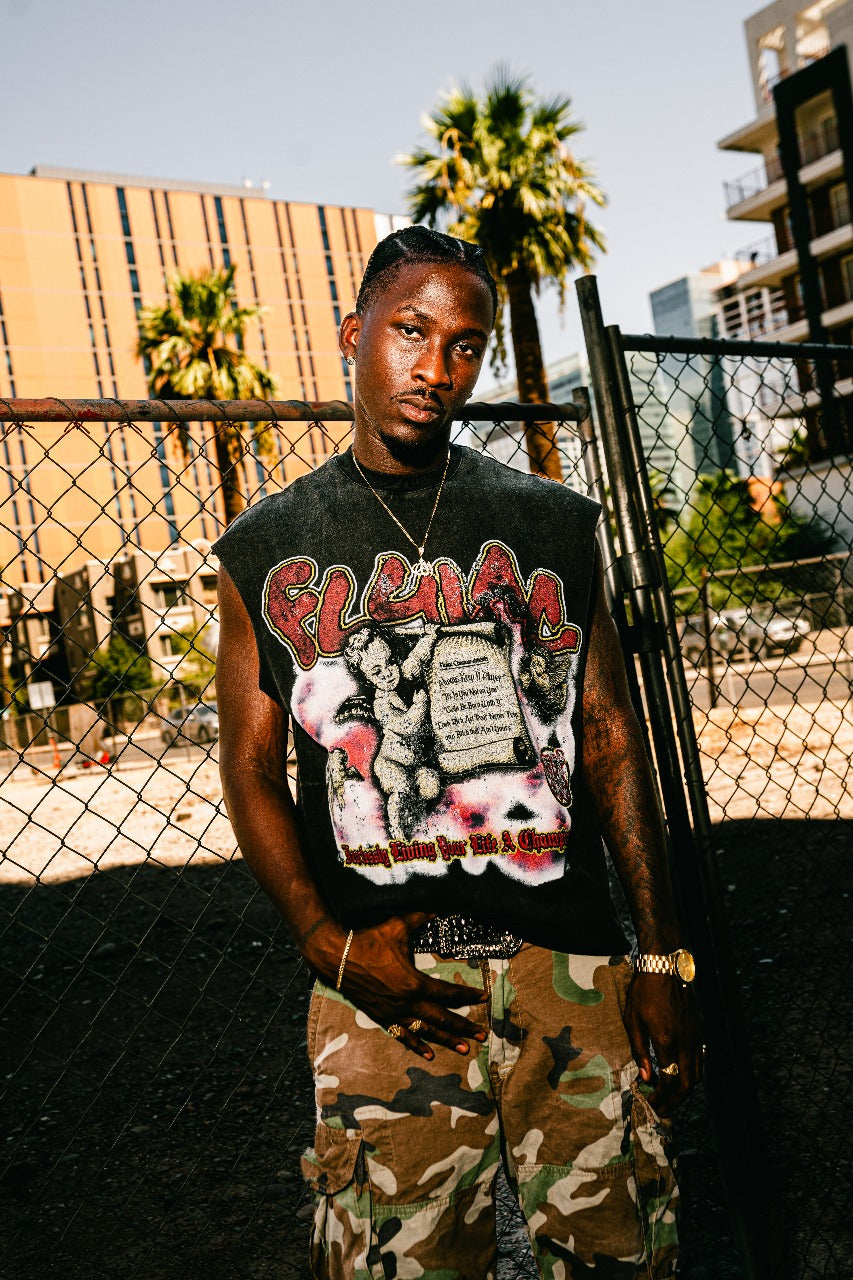 COMMANDMENTS SLEEVELESS SHIRT-BLACK